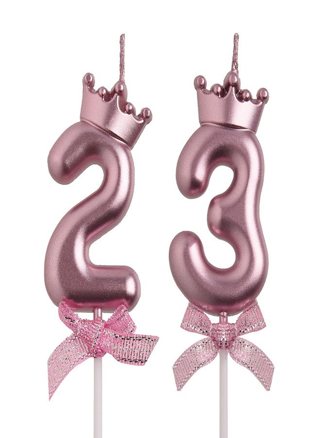 AOOLADA 23rd 32nd Birthday Candles, Rose Gold 32 23 Year Old Cake Topper Number Birthday Candles, Happy Birthday Party Decorations Gifts for Women Men - Image 1